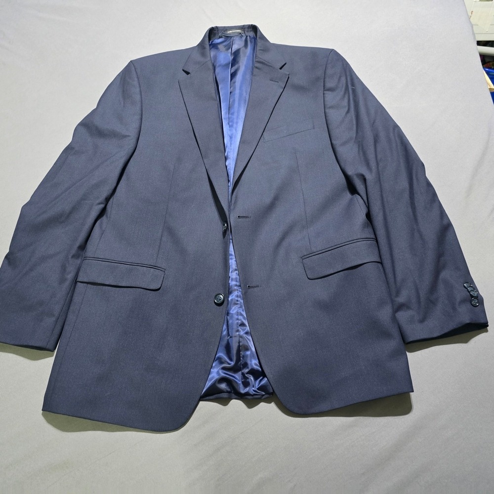 Sean John Mens Navy Blue Two Button Blazer Suit Jacket Size 44L